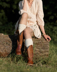 Brown western stitching cowboy boot