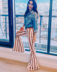 Austin Striped Denim Flared Jeans