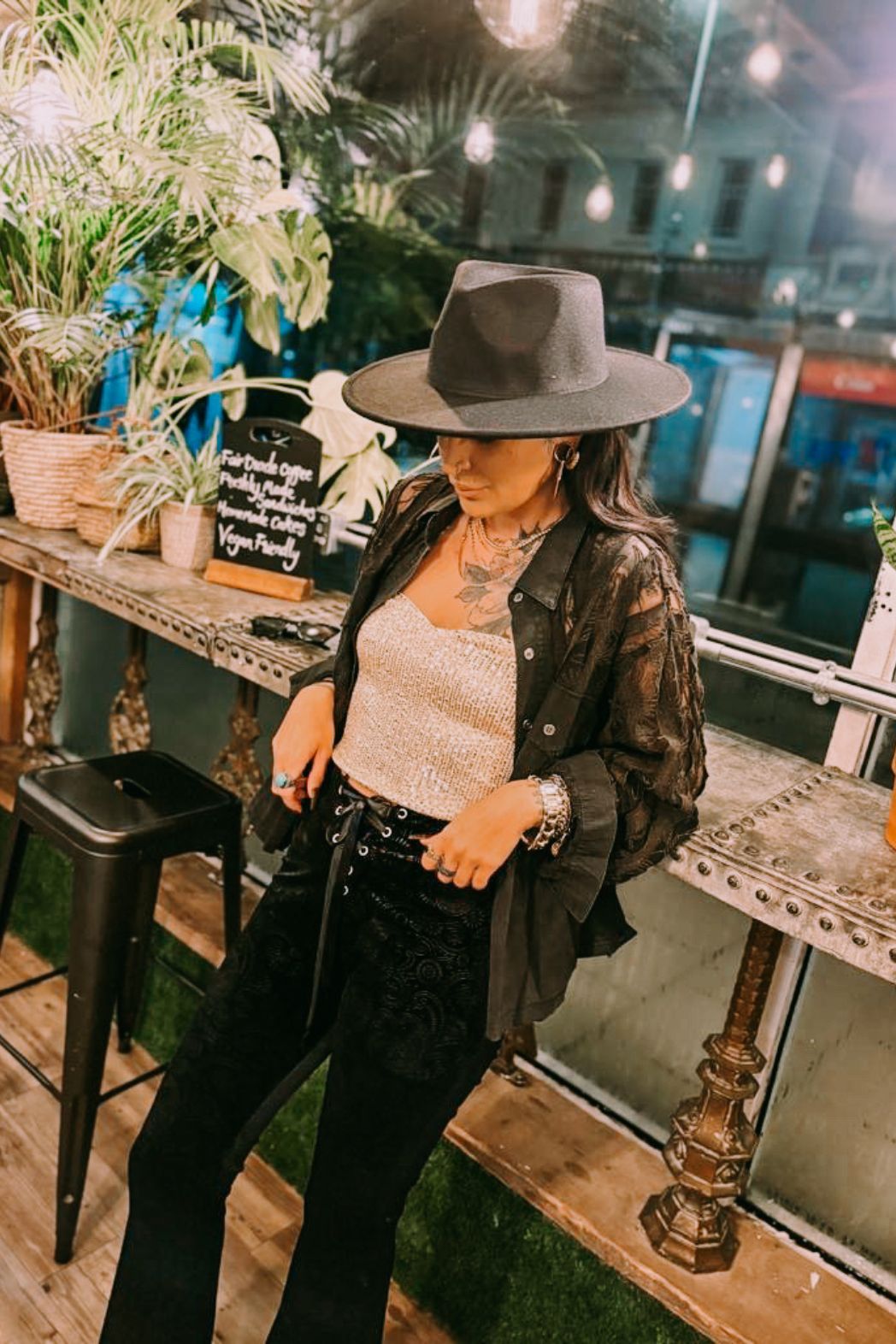 Wide Brimmed Hat Vegan Felt Brown | Melbelle Western x Boho