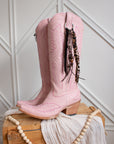 Wild Spirit leopard and velvet cowboy boot tassel accessory, main view