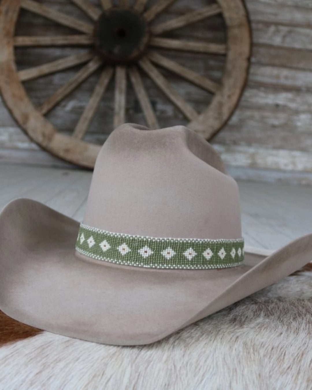 Green Beaded Hat Band | Cowboy Hat Accessories | Melbelle  display picture 3