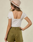 Olive Faux Suede Star Shorts
