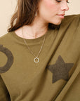 Olive Western Textured Patch Sweatshirt