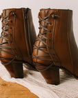 Brown Leather Western Ankle Boot