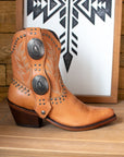 Liberty Black Shirley amber leather ankle cowboy boots, side view