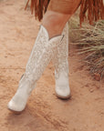 Liberty Black Aretha Bone Wide Calf Cowboy Boots