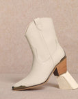 Carrie Ivory Ankle Cowboy Boots