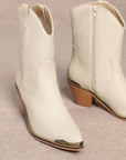 Carrie Ivory Ankle Cowboy Boots