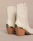 Carrie Ivory Ankle Cowboy Boots