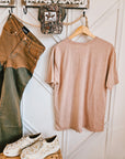 Pink "Long Live Cowgirls" vintage wash tee styled for an easy Western look