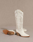 White heeled cowboy boots