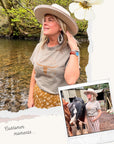 Two-Toned Vegan Suede Western Hat in Ivory/Taupe