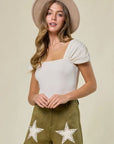 Olive Faux Suede Star Shorts