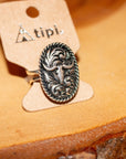Western Steerhead Etched Cuff Ring