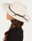 Wide Brim Hat Vegan Felt With Band - Oyster