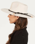 Wide Brim Hat Vegan Felt With Band - Oyster