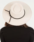 Wide Brim Hat Vegan Felt With Band - Oyster