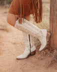 Liberty Black Aretha Bone Wide Calf Cowboy Boots