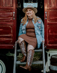 Liberty Black Aretha Tan Wide Calf Cowboy Boots