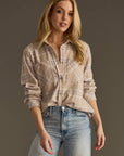 Tan, Mauve & White Plaid Button Up Soft Shirt