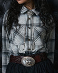 women's leather western horse buckle belt