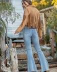 Faux Suede Fringe Jacket - Tan