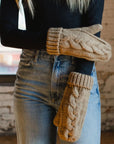 Tan Cable Knit Mittens