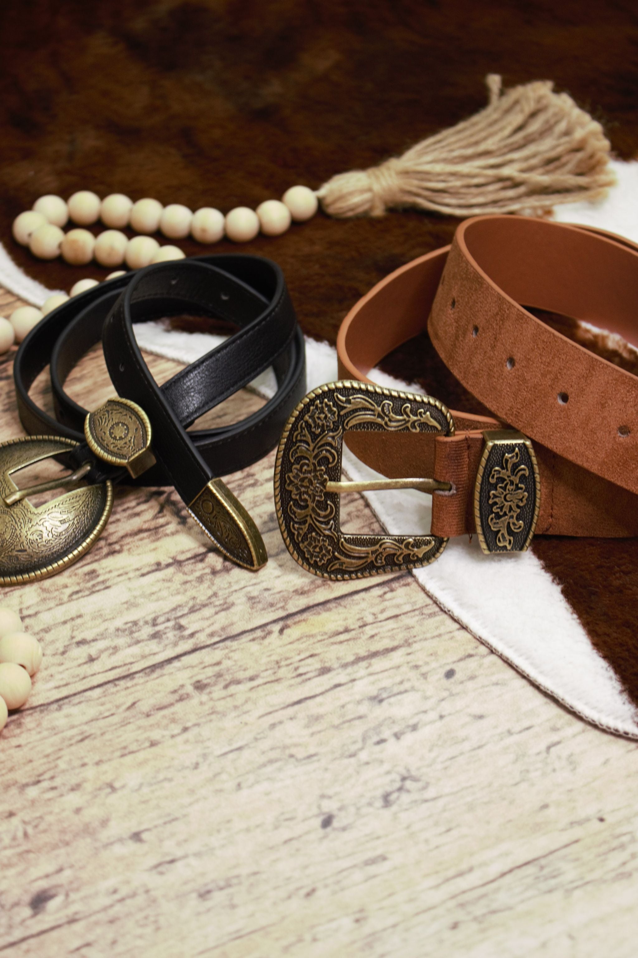 Faux Suede Antique Gold Western Belt - Tan – Melbelle 