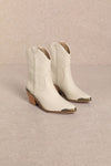 Carrie Ivory Ankle Cowboy Boots