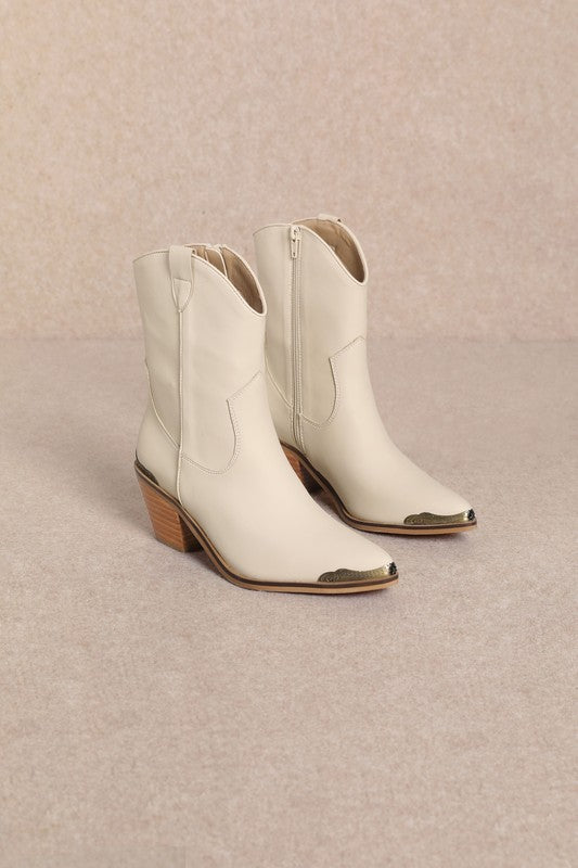 Carrie Ivory Ankle Cowboy Boots - Main Image