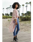 Rose and Lace Long Bohemian Kimono