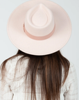 Wide rim pink felt hat