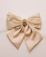 Rhinestone Hair Bow in Cream