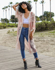 Rose and Lace Long Bohemian Kimono