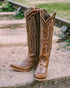 Knee-high brown women's cowboy boots