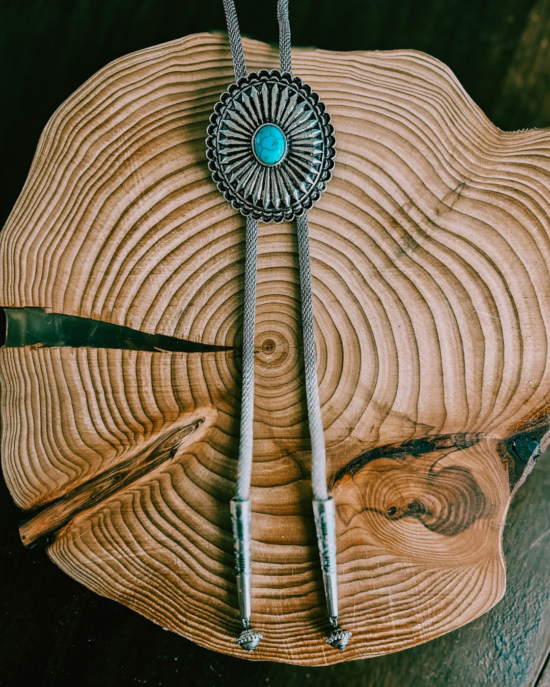 Western Turquoise Concho Bolo Tie
