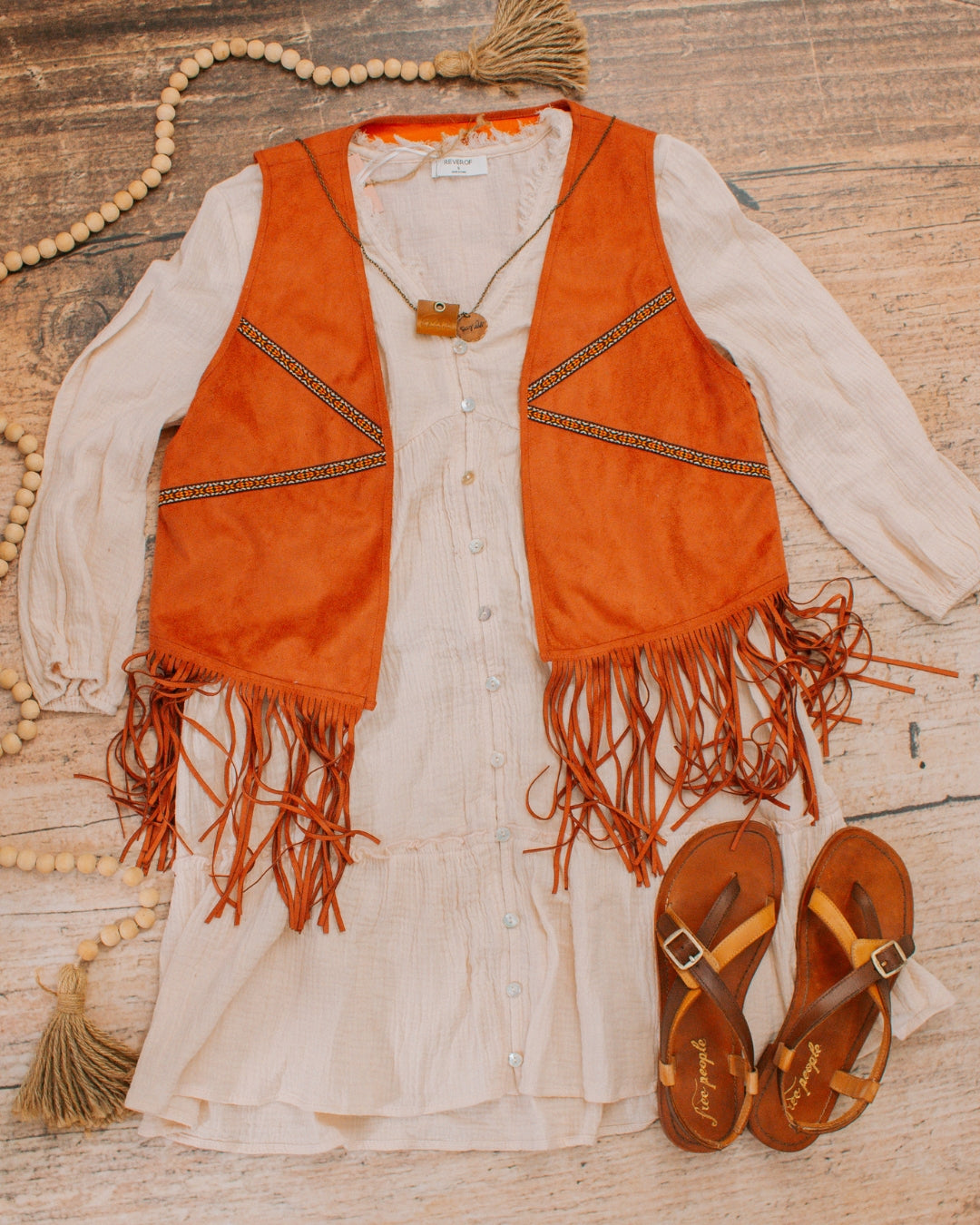 La Risa Flat Tan Leather Sandals by Free People