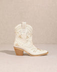 Embroidered White Cowboy Boots
