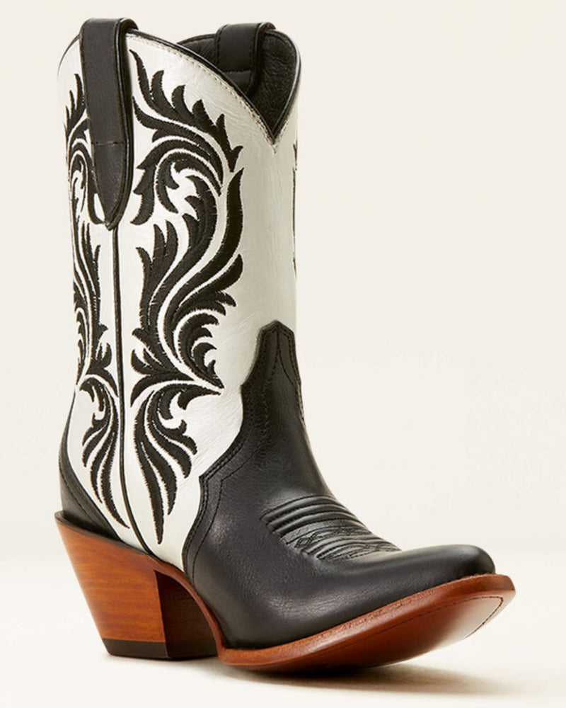 Ariat mid calf black and white western boots