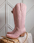 Ariat Casanova pink leather knee-high cowboy boots, side view