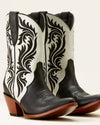 Black and White mid calf Western Cowboy Boots