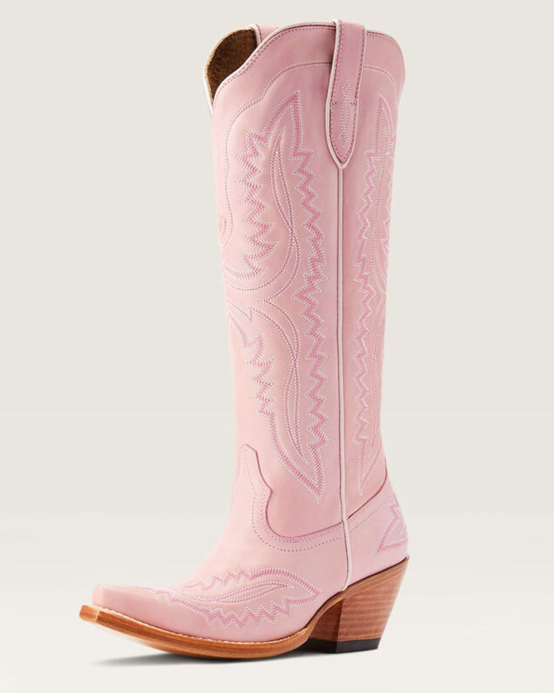 Ariat Casanova pink leather knee-high cowboy boots, front view