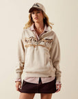 Ariat Running Wild horse print half-zip sweatshirt with adjustable collar