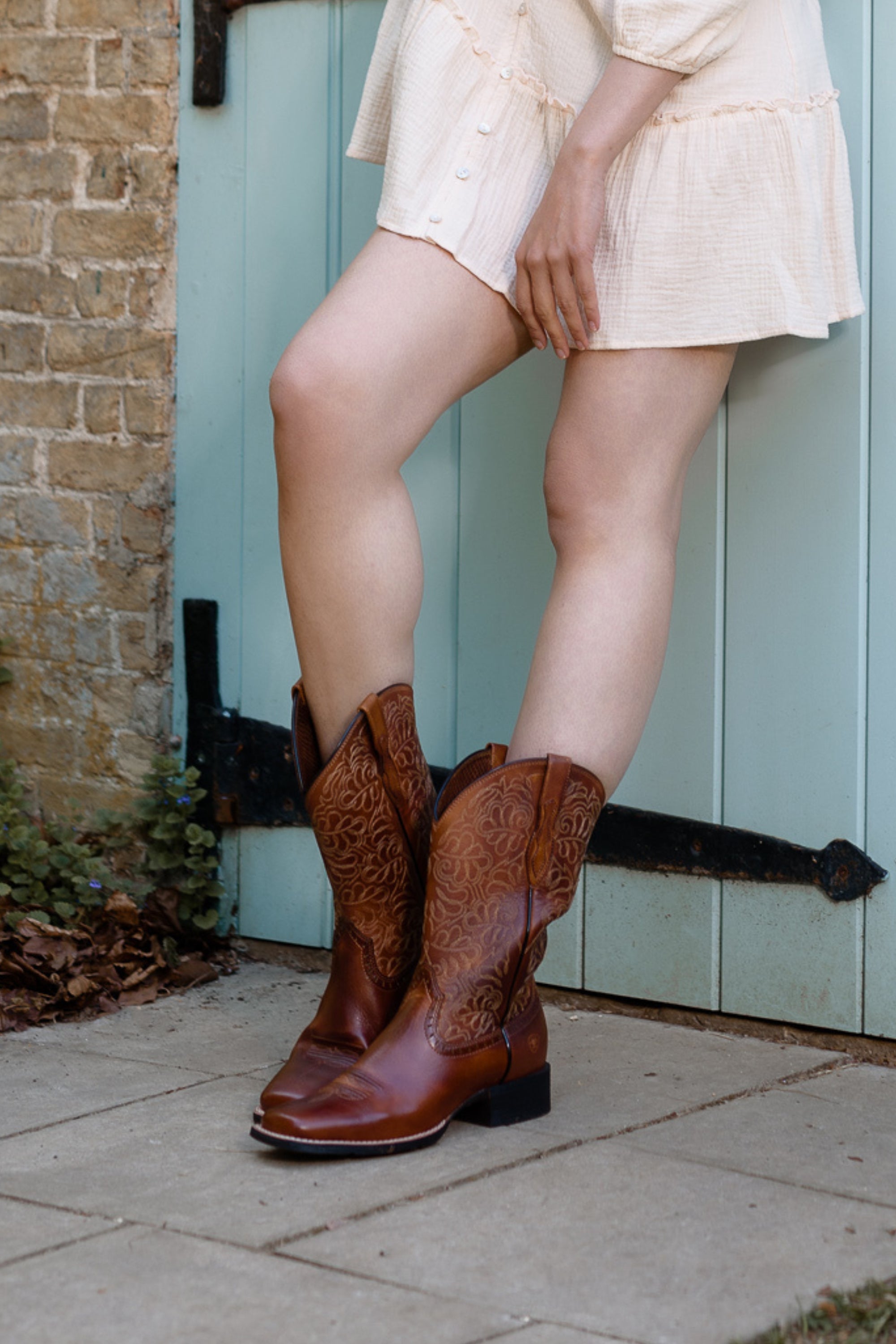 Rich brown cowboy boots from Ariat
