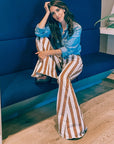 Austin Striped Denim Flared Jeans