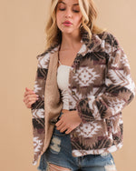 Aztec Button Up Fleece Jacket