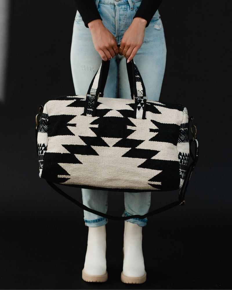 Black & Cream Aztec Weekend Duffel Bag