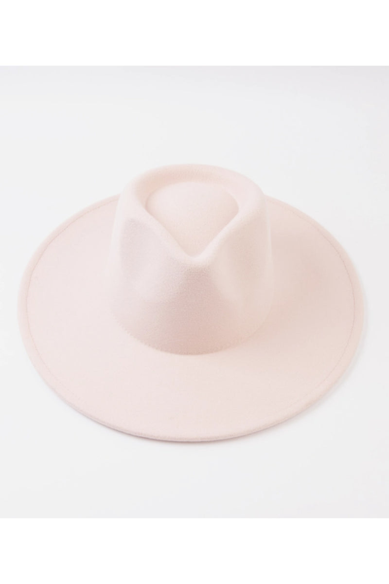 Wide Brim Hat Vegan Felt - Baby Pink