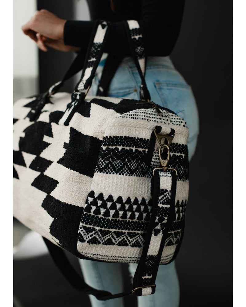 Black & Cream Aztec Weekend Duffel Bag