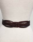 Braided western leather horse buckle belt